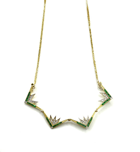 14K Gold Diamond & Emerald Star Of Bethlehem Opening Magnetic Necklace